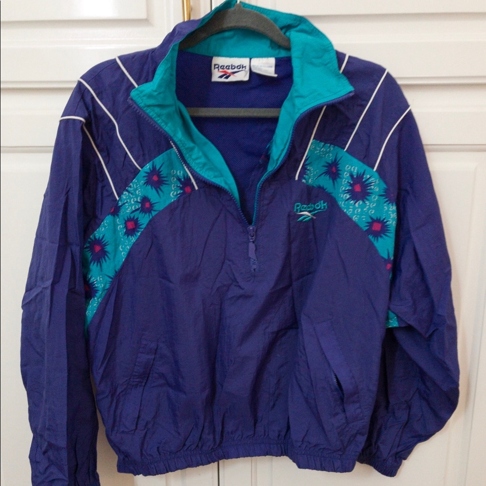 Retro 80s Reebok pullover zip track jacket, size M